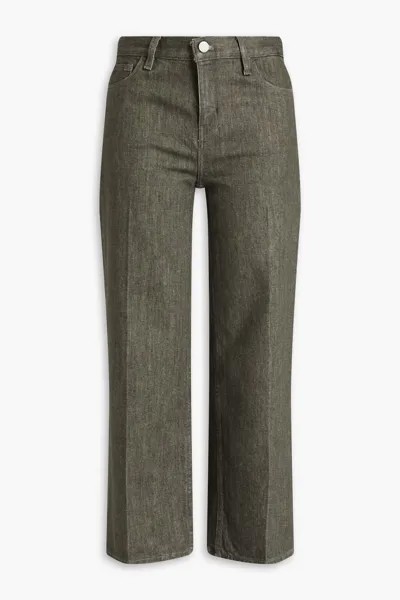 Укороченные широкие джинсы со средней посадкой Theory, армейский зеленый