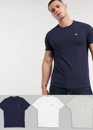 Набор из 3 футболок с круглым вырезом белого, синего и серого цвета Abercrombie & Fitch эксклюзивно на ASOS-Многоцветный