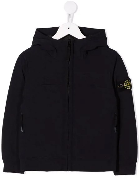 Stone Island Junior худи на молнии с нашивкой-логотипом