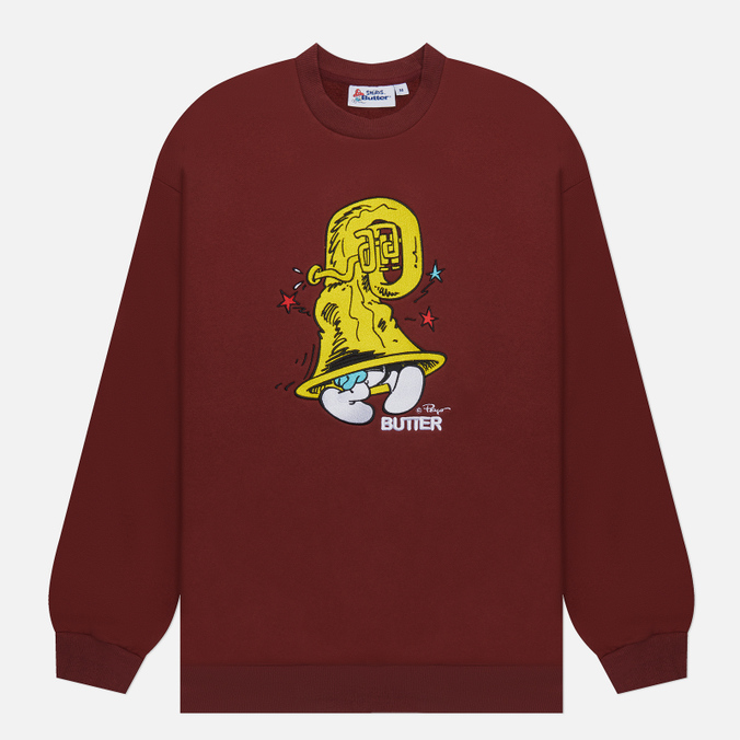 Мужская толстовка Butter Goods x The Smurfs Harmony Crew Neck бордовый, Размер M