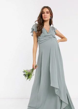 Шалфейно-зеленое платье макси TFNC Maternity bridesmaid-Зеленый