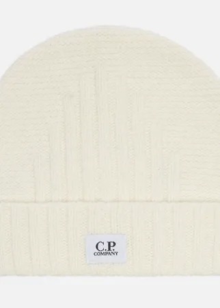 Шапка C.P. Company Lambswool Logo Beanie, цвет бежевый