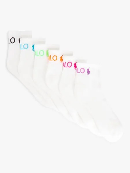 Носки до щиколотки с логотипом Polo Outline Ralph Lauren, белый/мульти