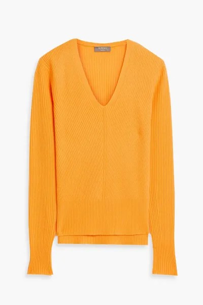 Кашемировый свитер в рубчик N.Peal, оранжевый