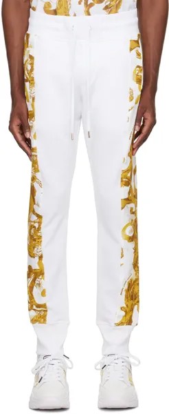 Белые спортивные штаны акварельного цвета от кутюр Versace Jeans Couture, цвет White/Gold