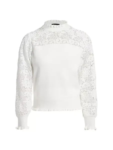 Свитер Felicity, связанный крючком Elie Tahari, цвет sky white
