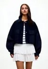 Легкая куртка CONTRAST MAXI POCKETS Pull&Bear, темно-синий
