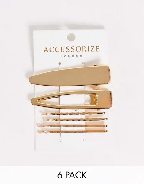 Набор золотистых заколок для волос Accessorize-Золотистый