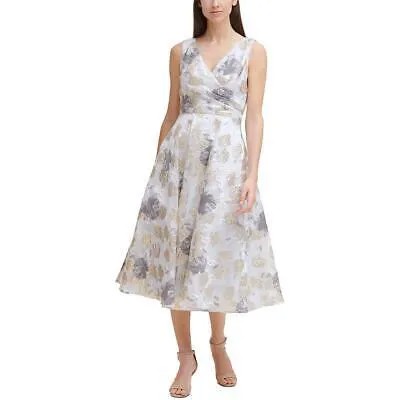 Женское серое вечернее платье миди цвета металлик Eliza J 14 BHFO 1443