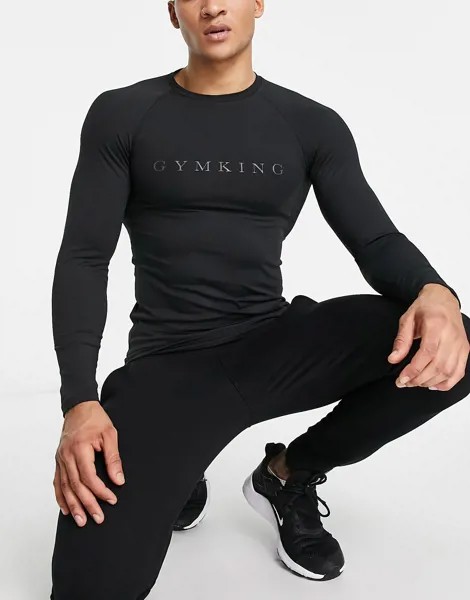 Черный базовый лонгслив Gym King