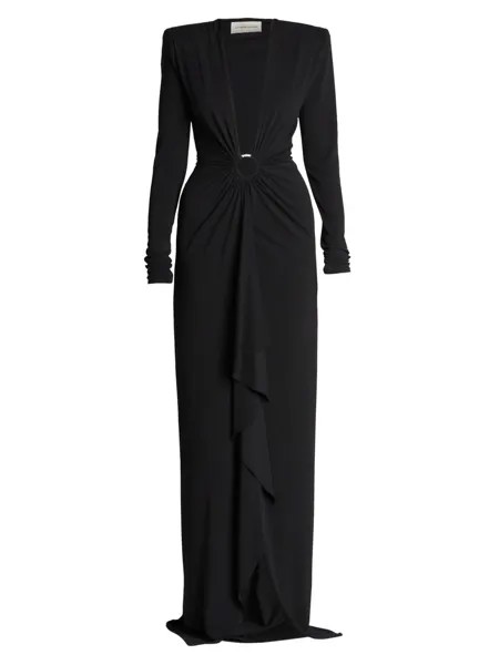 Платье из джерси со стразами и круглыми кольцами Alexandre Vauthier, черный