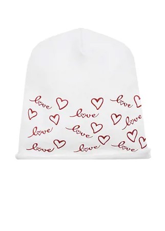 Хлопковая шапка с надписью love и сердечками Catya детская
