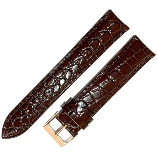 Ремешок 3010-203-181 Коричневый кожаный ремень для мужских наручных часов из натуральной кожи 20 х18 мм L длинный лаковый