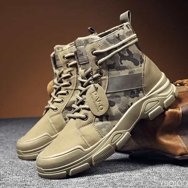 Хорошие осенние новые военные ботинки для мужчин, камуфляжные ботинки для пустыни, высокие кроссовки, Нескользящие рабочие ботинки для муж...