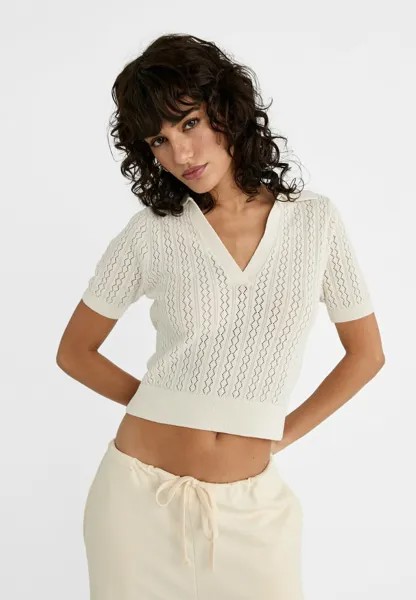 Рубашка поло OPENWORK Stradivarius, бежевый