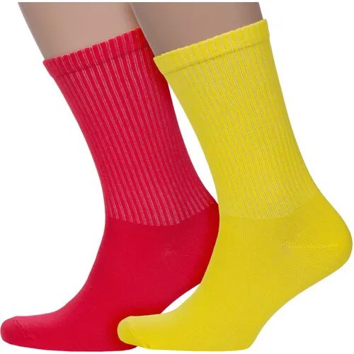 Носки PARA socks, 2 пары, размер 27-29, желтый, красный