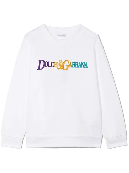 Dolce & Gabbana Kids толстовка с круглым вырезом и вышитым логотипом