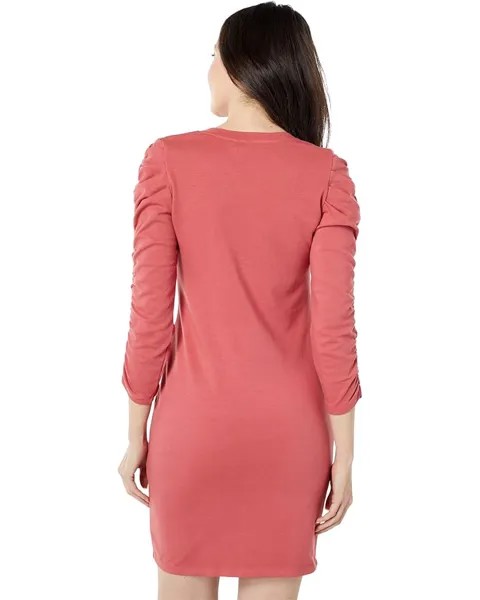 Платье SUNDRY Ruched Sleeve Mini Dress in Cotton Modal, ржавый