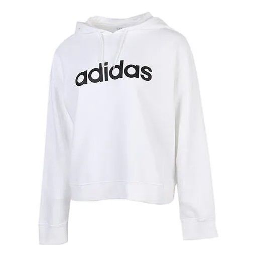 Толстовка (WMNS) adidas NEO Logo Hoodie 'White Black', белый