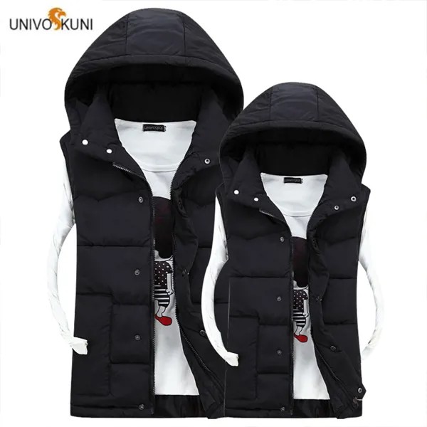 Мужской жилет с капюшоном UNIVOS KUNI, жилетка без рукавов размера плюс 4XL, Осень-зима 2019
