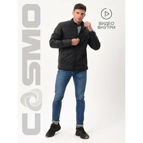 Бомбер CosmoTex, силуэт прямой, карманы, размер 56-58/182-188, черный