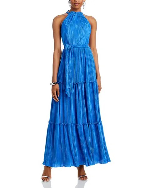 Плиссированное платье с завязками на талии AQUA, цвет Blue