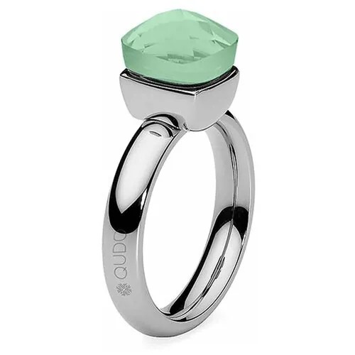 Кольцо Qudo, кристалл, размер 18, зеленый, серебряный