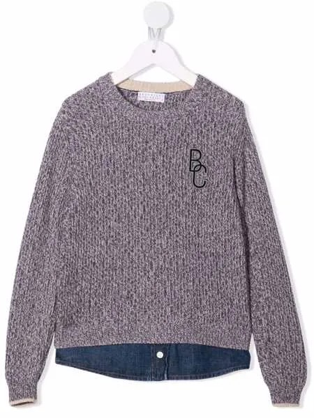Brunello Cucinelli Kids джемпер с джинсовой вставкой