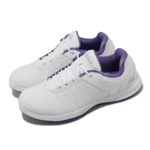 Skechers Go Golf Pivot Женские белые фиолетовые туфли для гольфа с шипами 123009-WPR