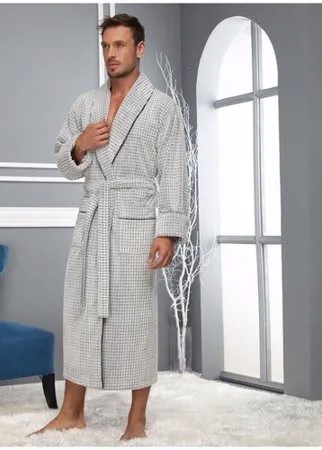 Халат Nusa NS-2985, 4XL (56) Цвет: Светло-серый, Хлопок с добавлением | Махра