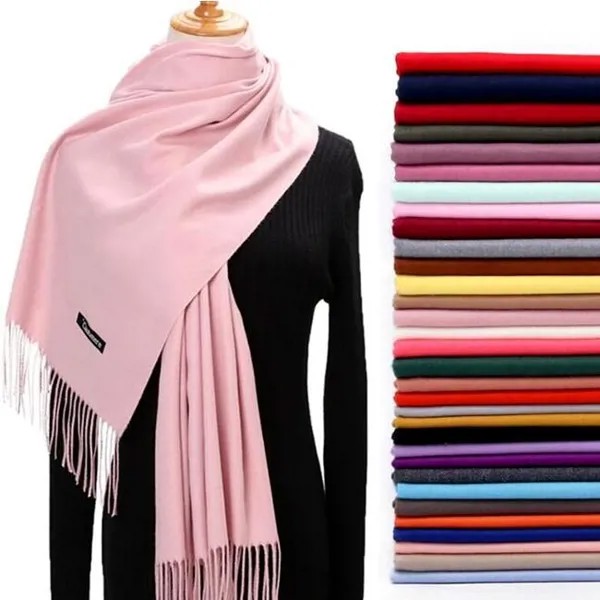 Женский кашемировый шарф 200×70 см с бахромой