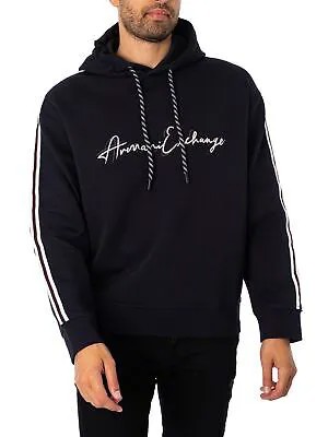 Мужская толстовка с полосатыми рукавами Armani Exchange Signature, синий