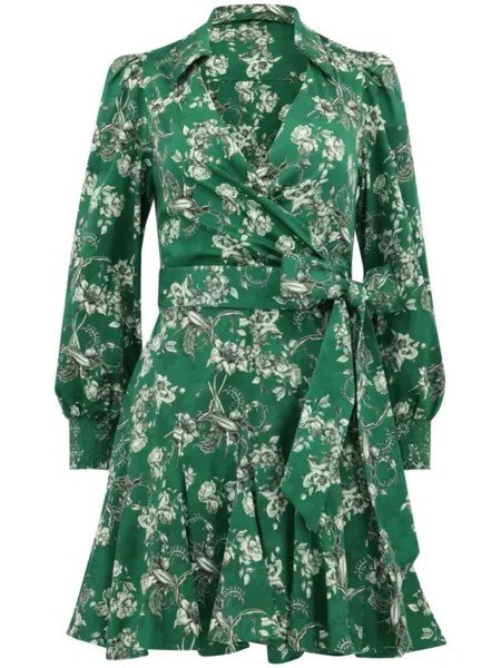 Alice + olivia платье Alisa с запахом и цветочным принтом, зеленый