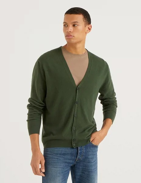 Кардиган мужской 21A_1002U6653 United Colors of Benetton зеленый XL