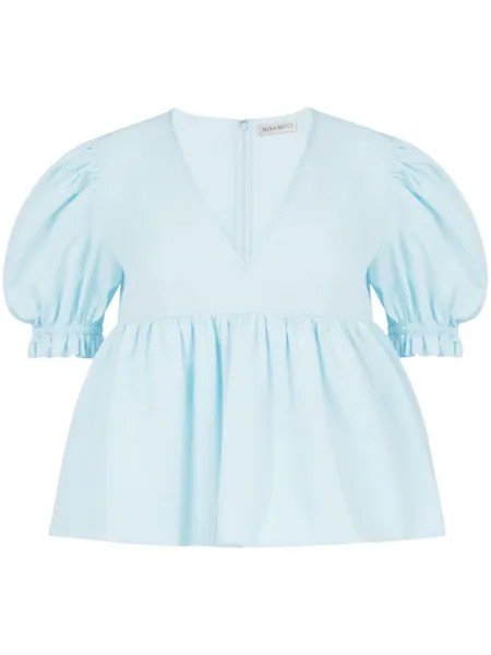 Nina Ricci блузка с объемными рукавами, синий