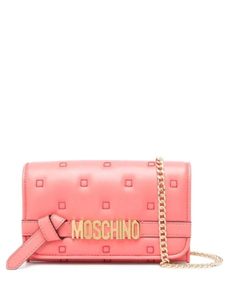 Moschino стеганый клатч с логотипом