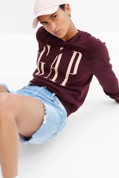 Вязаное худи с логотипом Gap, коричневый