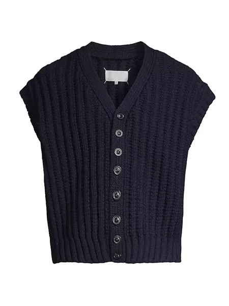 Шерстяной свитер-жилет Maison Margiela, темно-синий