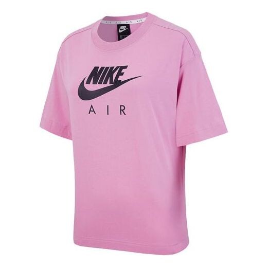 Футболка с логотипом Air, с принтом, свободные, спортивные, с коротким рукавом Nike, розовый