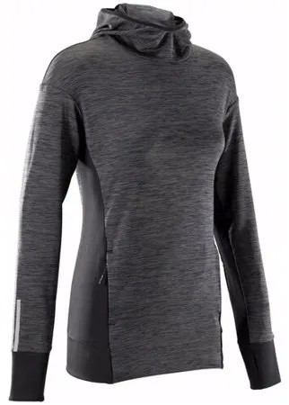 Лонгслив для бега с капюшоном RUN WARM женский, размер: 38, цвет: Черный KALENJI Х Decathlon