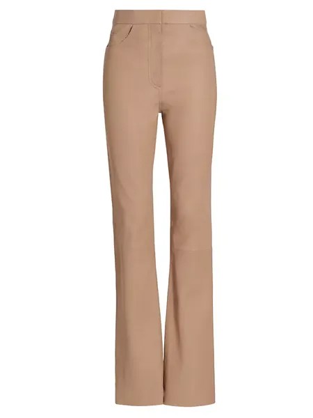 Расклешенные брюки из эластичной кожи Remain Birger Christensen, цвет tannin