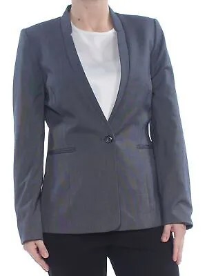 TAHARI Женский синий пиджак в этническом стиле на одной пуговице 4