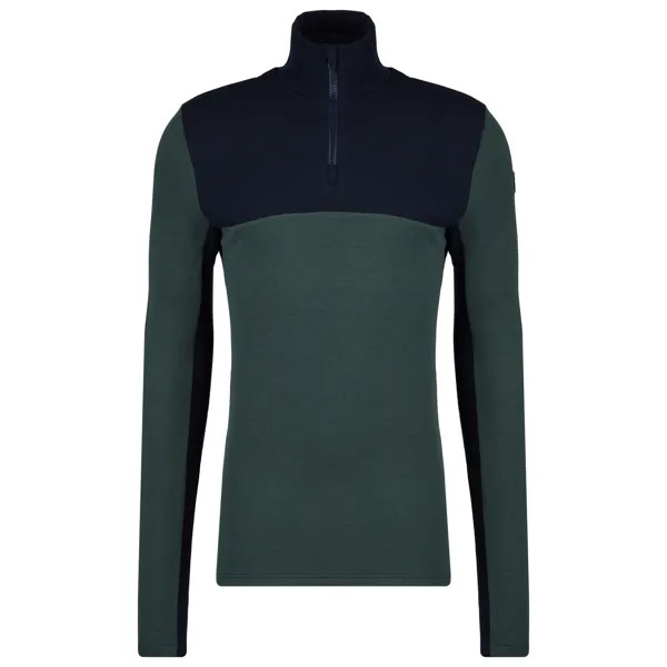 Лонгслив из мериноса We Norwegians Tryvann Colblock Zipup, цвет Dark Green/Navy Blue