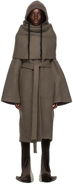 Серо-коричневое пальто с кинжалом Rick Owens