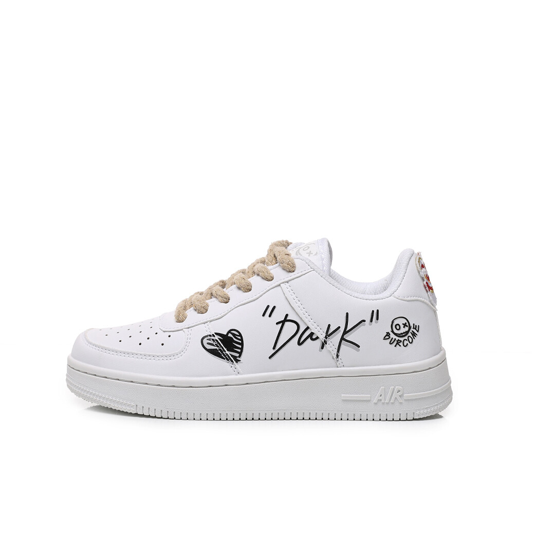 Кроссовки BURCOME Skateboarding Shoes Unisex Low-top, белый/черный