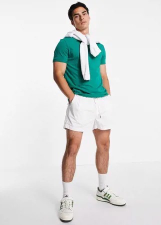 Темно-зеленая футболка из органического хлопка с отворотами на рукавах ASOS DESIGN-Зеленый цвет