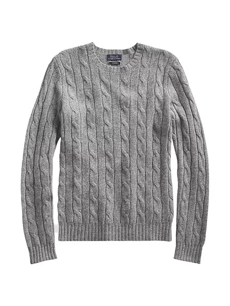 Кашемировый свитер Джулианны косой вязки Polo Ralph Lauren, серый