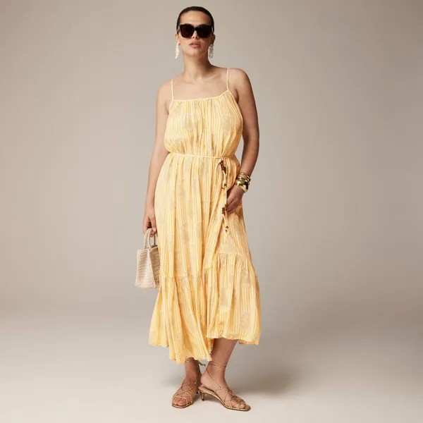Платье Caspia из полосатого крепдешина J.Crew, желтый