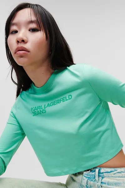 Укороченный топ из органического хлопка с логотипом Karl Lagerfeld, зеленый