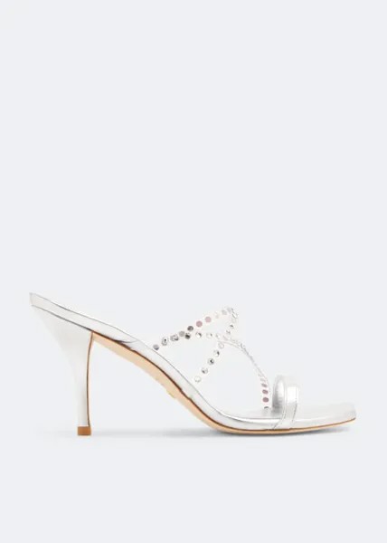 Мюли Stuart Weitzman Strapeze Crystal 85, серебряный